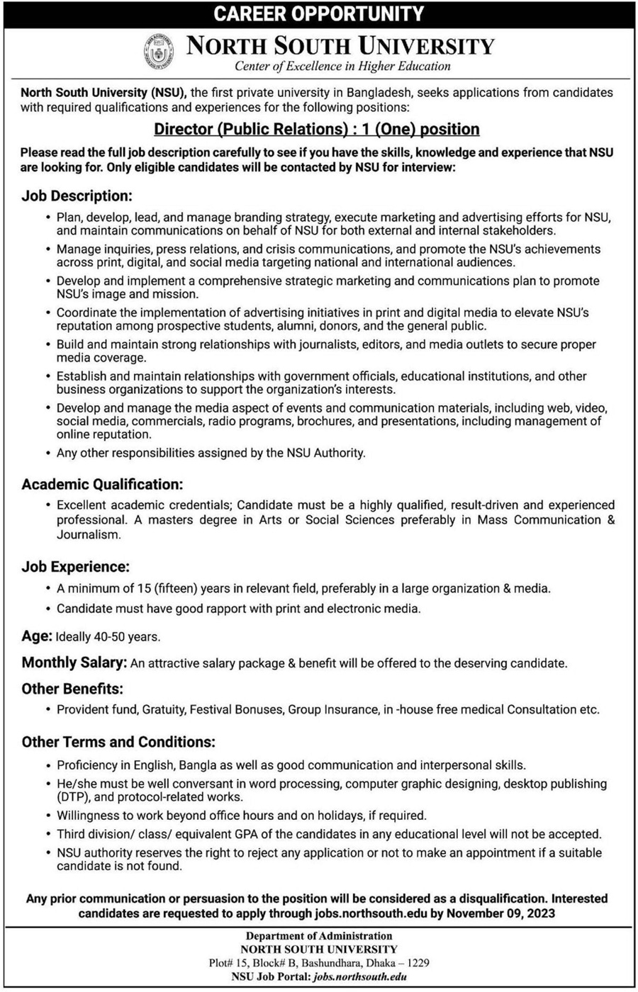 North South University Director Public Relations Jobs north-south-university-director-public-relations-jobs