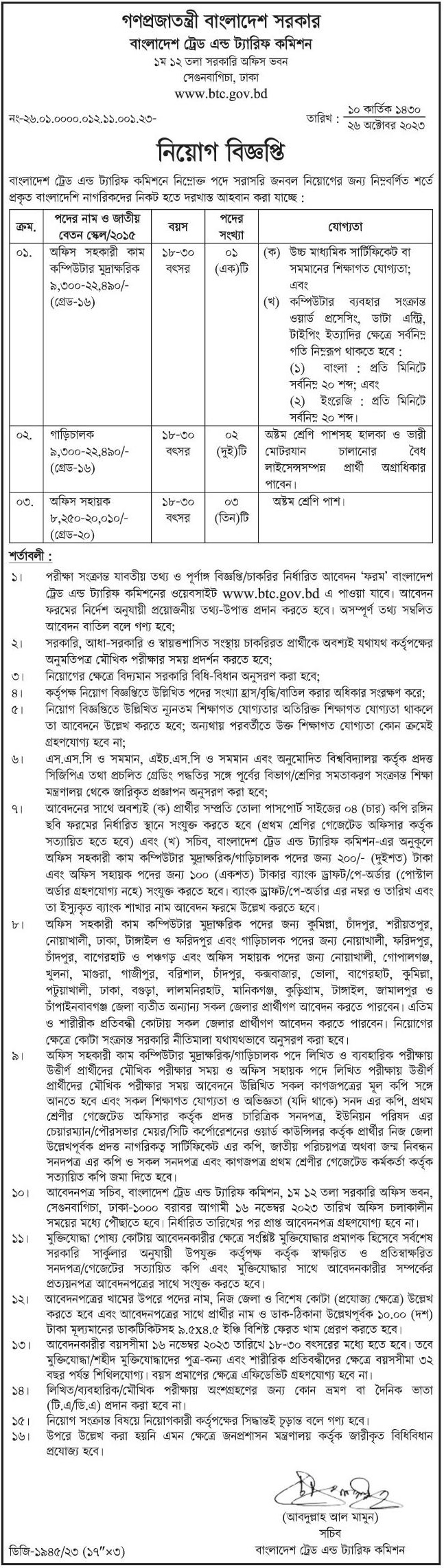 Btc Job Circular